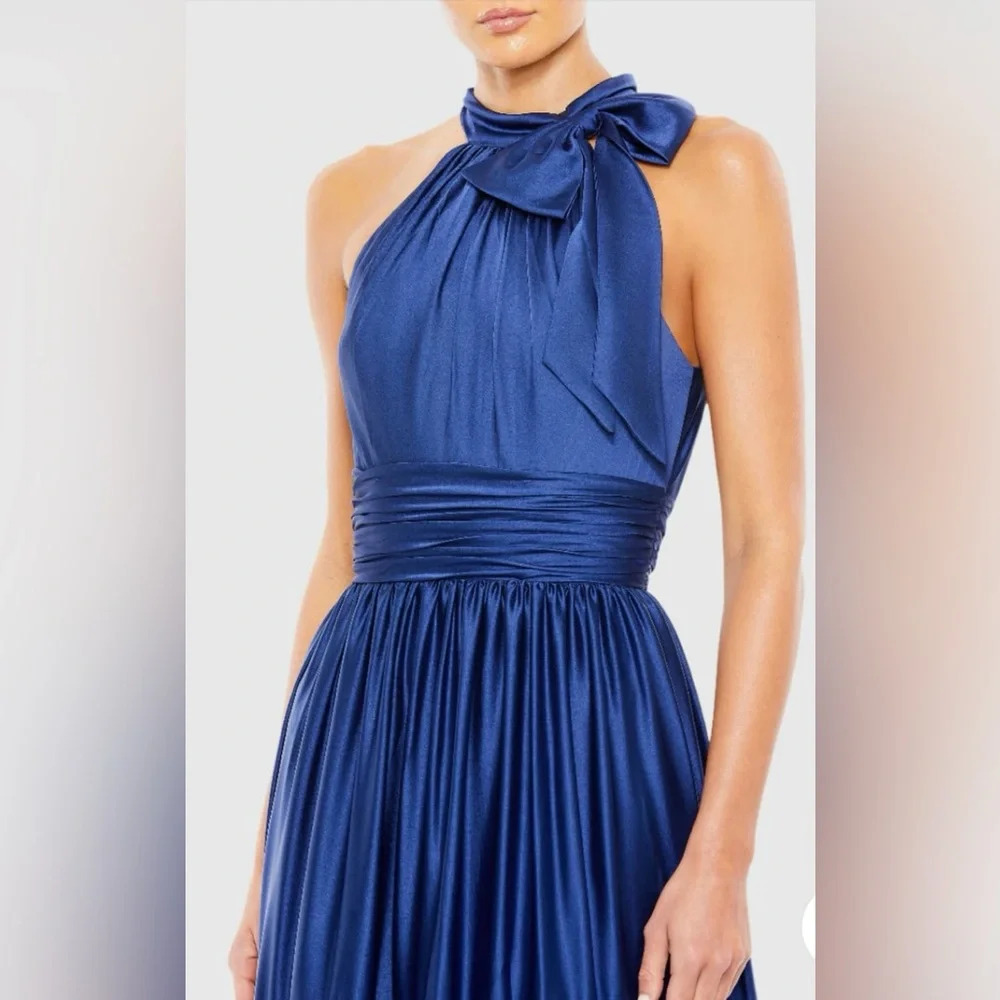 Mac Duggal Ruffle Halter Dress Saphire size 4 NWT - Picture 4 of 9